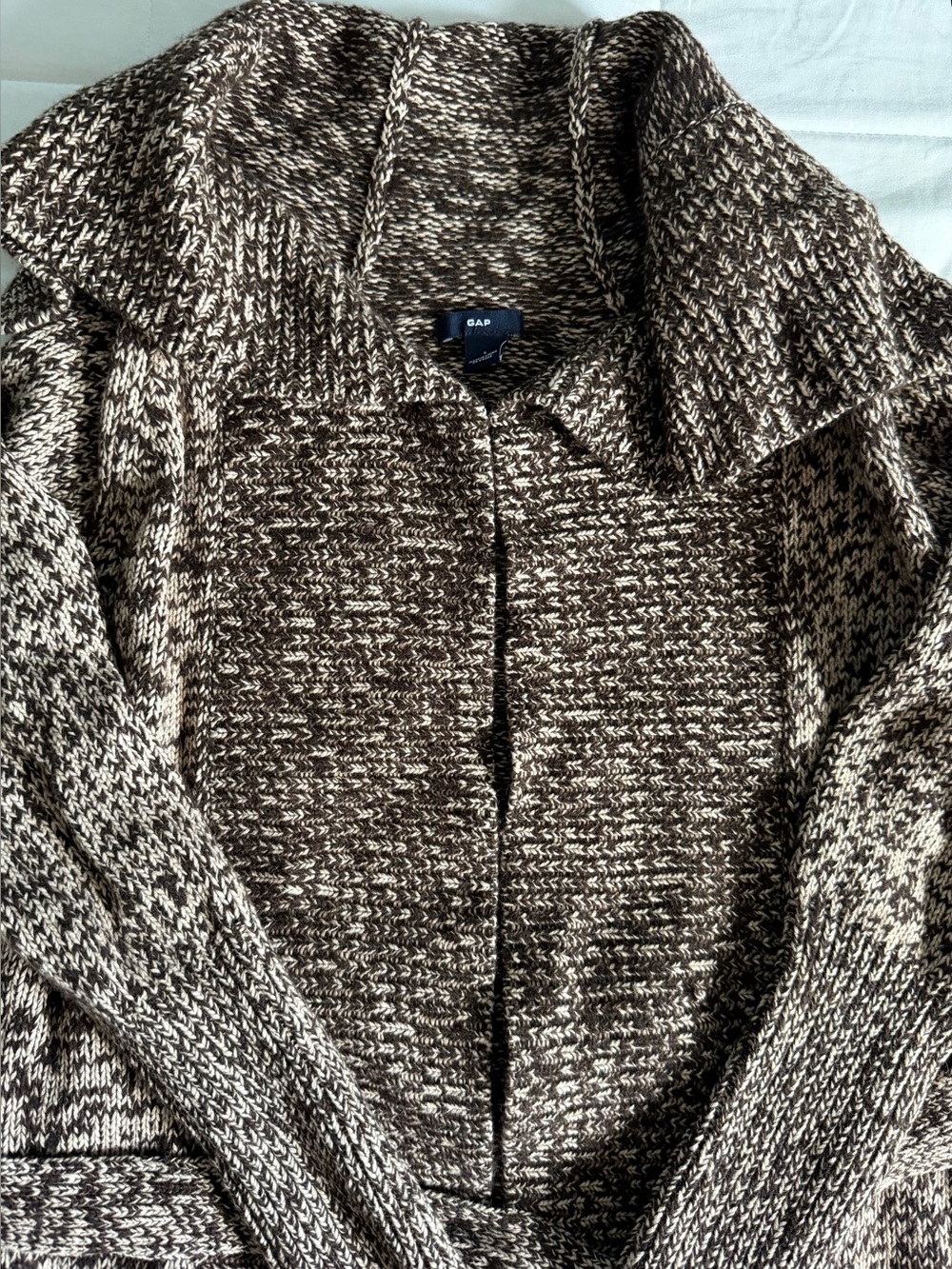 Gap Brown Marled Open-Front Knit Long Cardigan - Large - Picture 10 of 12